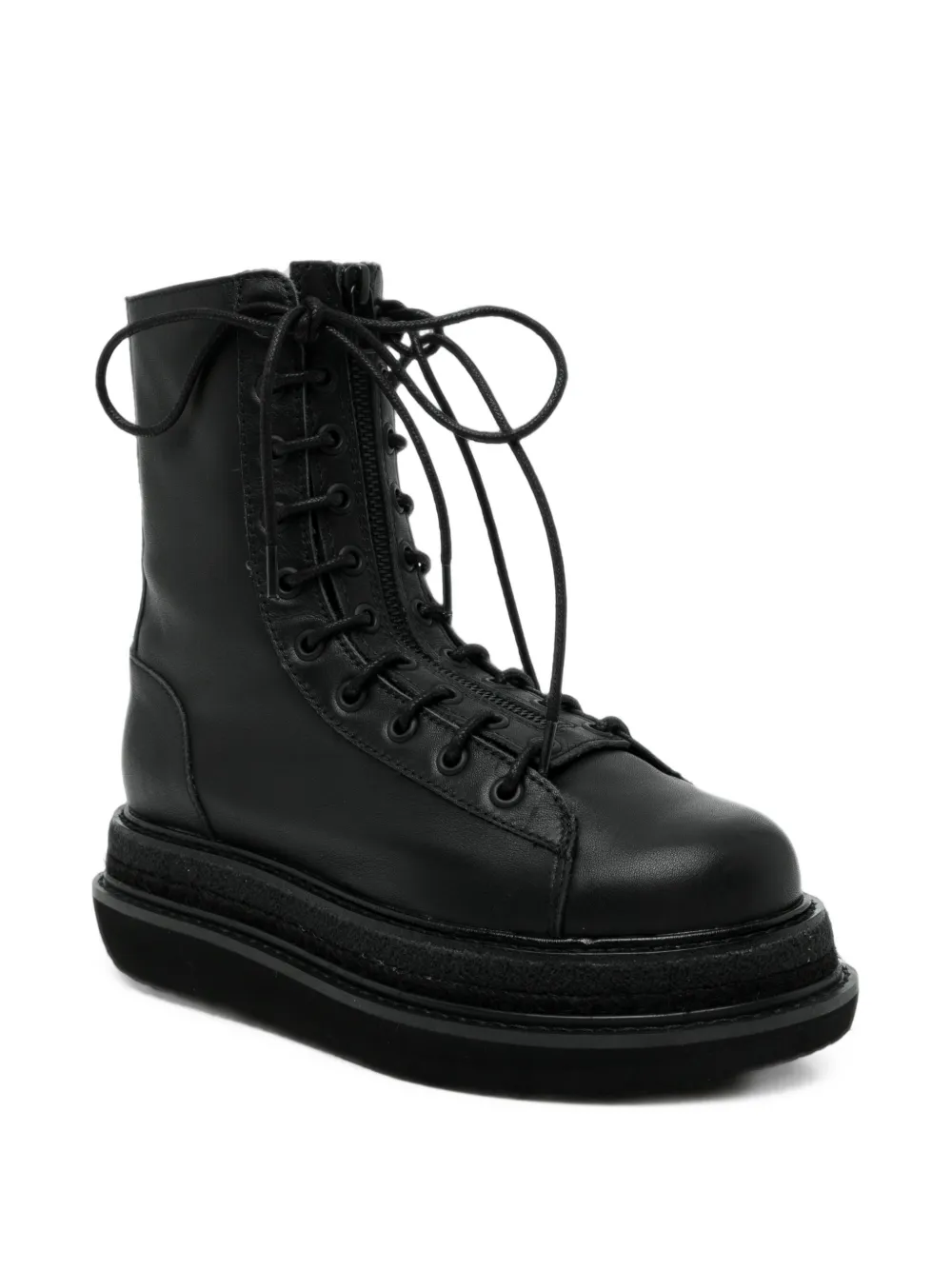 Yohji Yamamoto oil-leather zip military boots Zwart