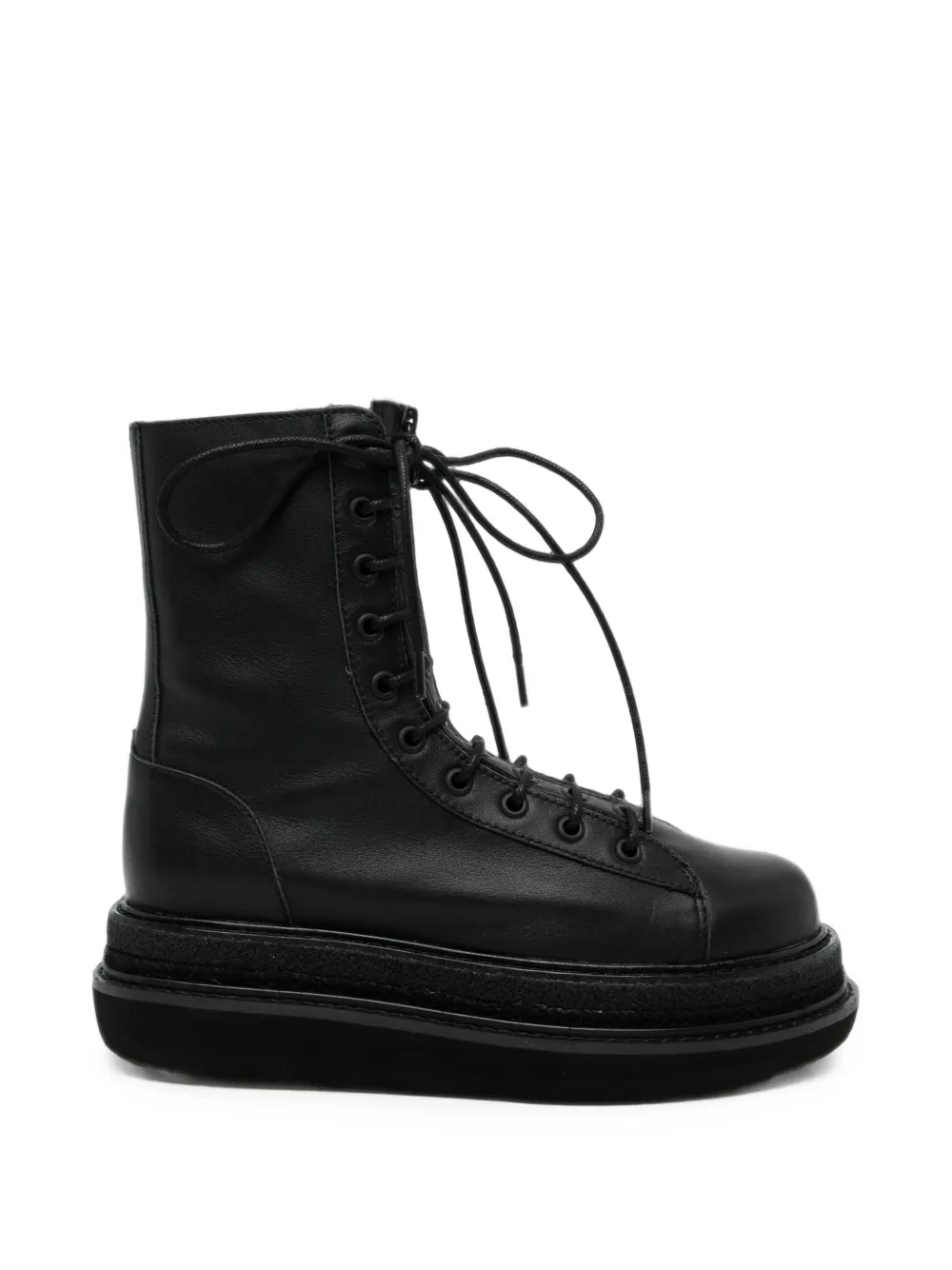 Yohji Yamamoto oil-leather zip military boots Zwart