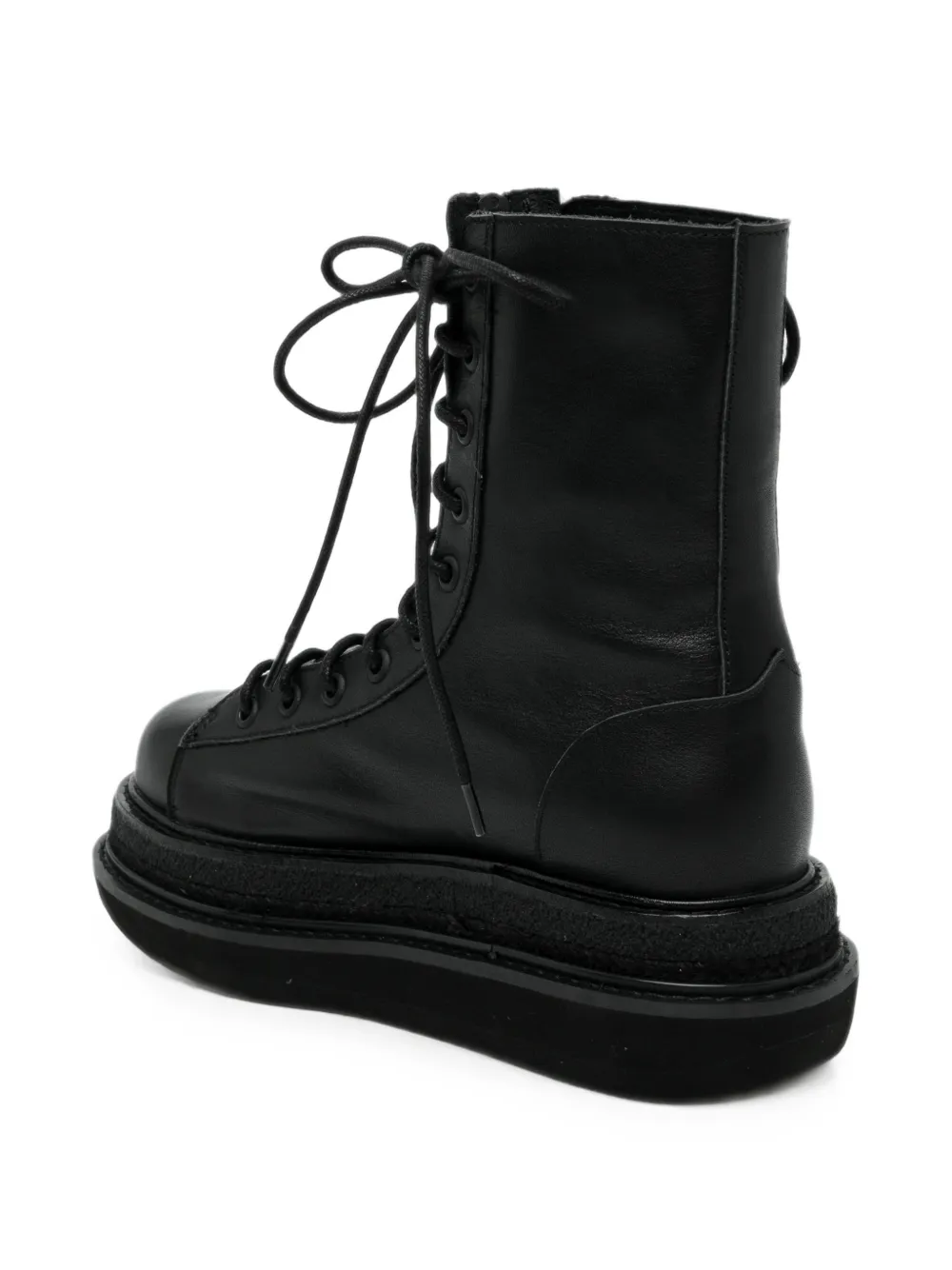 Yohji Yamamoto oil-leather zip military boots Zwart