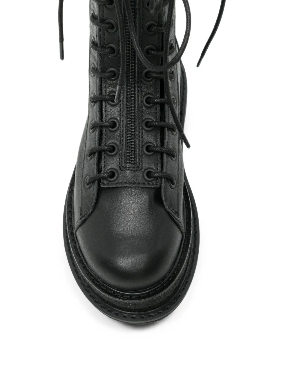 Yohji Yamamoto oil-leather zip military boots Zwart