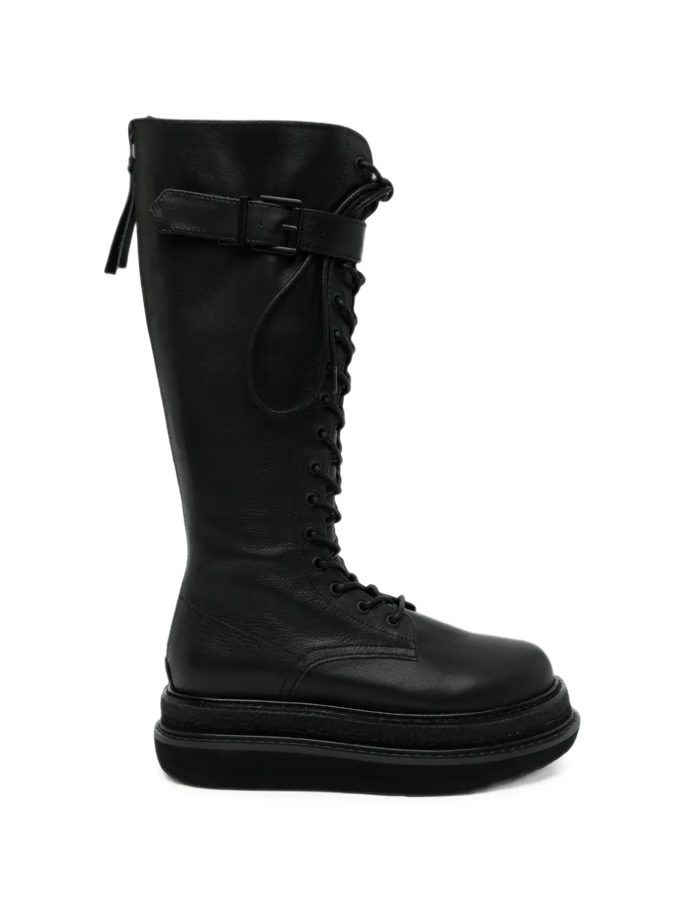Yohji Yamamoto oil-leather buckled boots Zwart