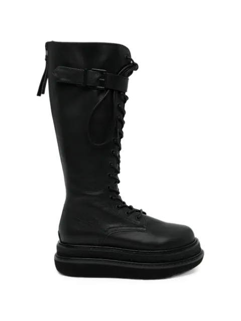 Yohji Yamamoto oil-leather buckled boots