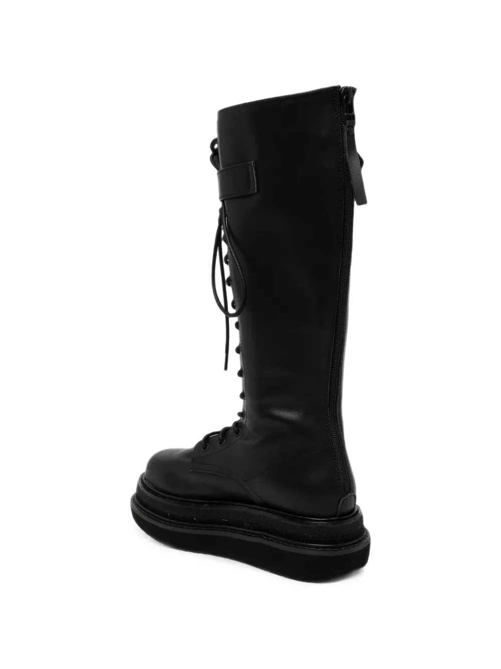 Yohji Yamamoto oil-leather buckled boots Zwart