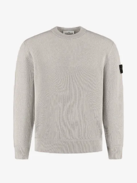 Stone Island suéter tejido de canalé con parche del logo