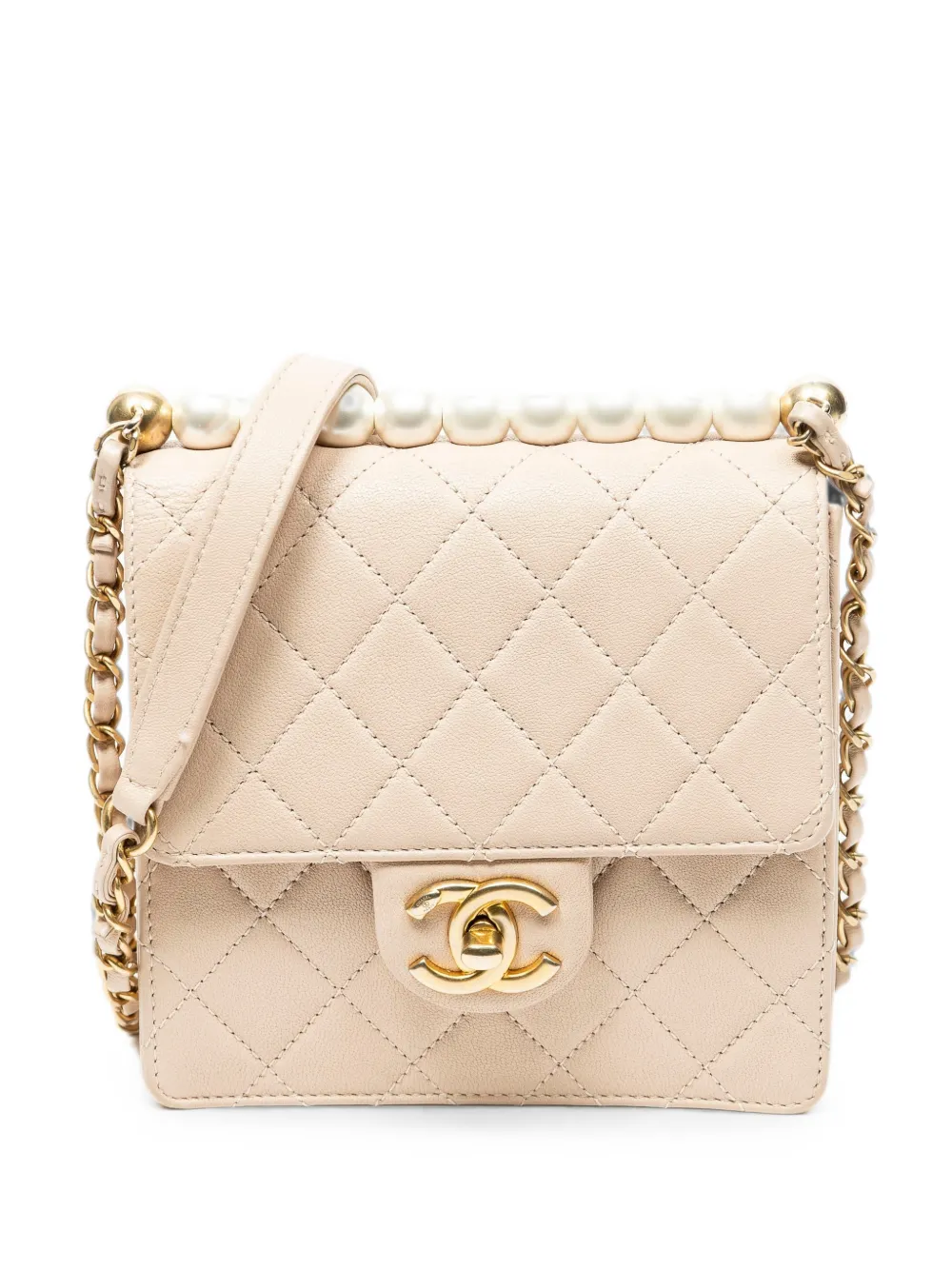 CHANEL Pre-Owned 2019 mini Chic Pearls Flap quilted crossbody bag - Toni neutri