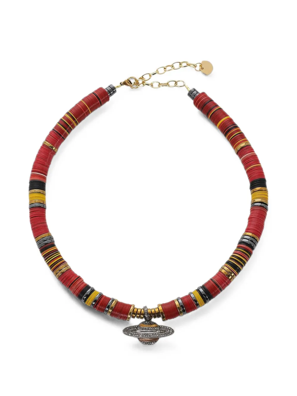Hijas de Puka red planet cognac-diamond beaded necklace
