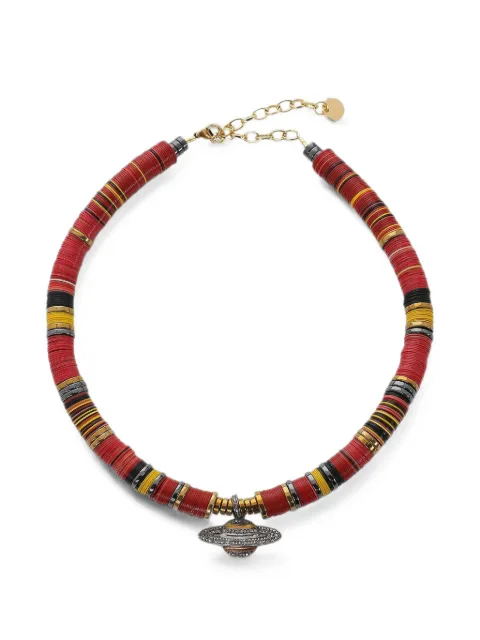 Hijas de Puka red planet cognac-diamond beaded necklace
