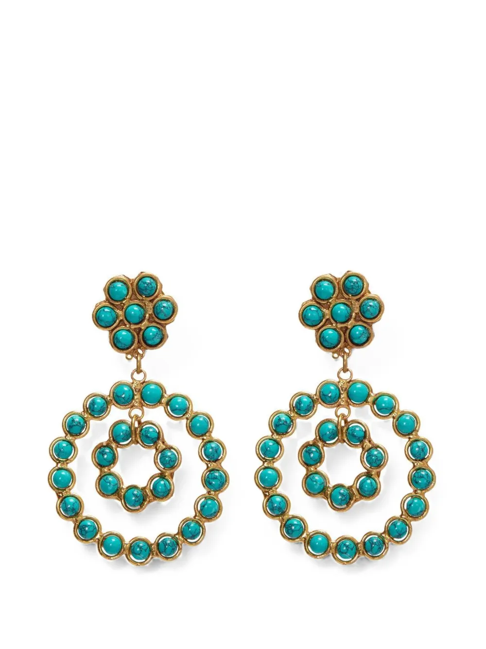 Sylvia Toledano Happy Flower Malachite Earrings In Blue