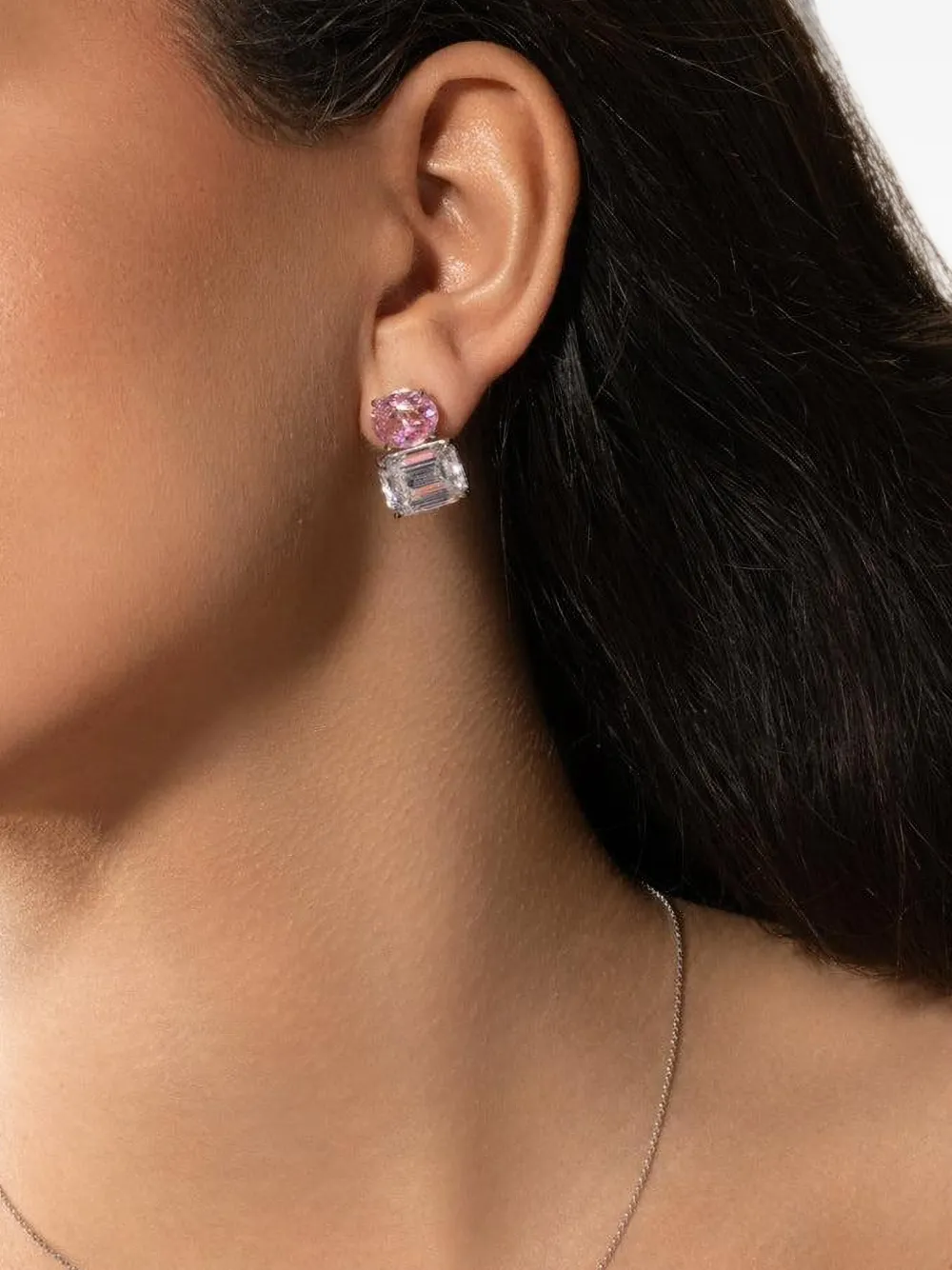 Fantasia by Deserio oval-cut cubic zirconia earrings - Argento