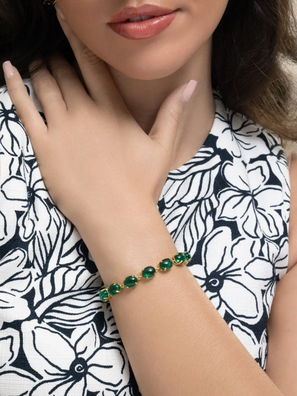 Bounkit Jewelry Isabella quartz onyx bracelet - Verde