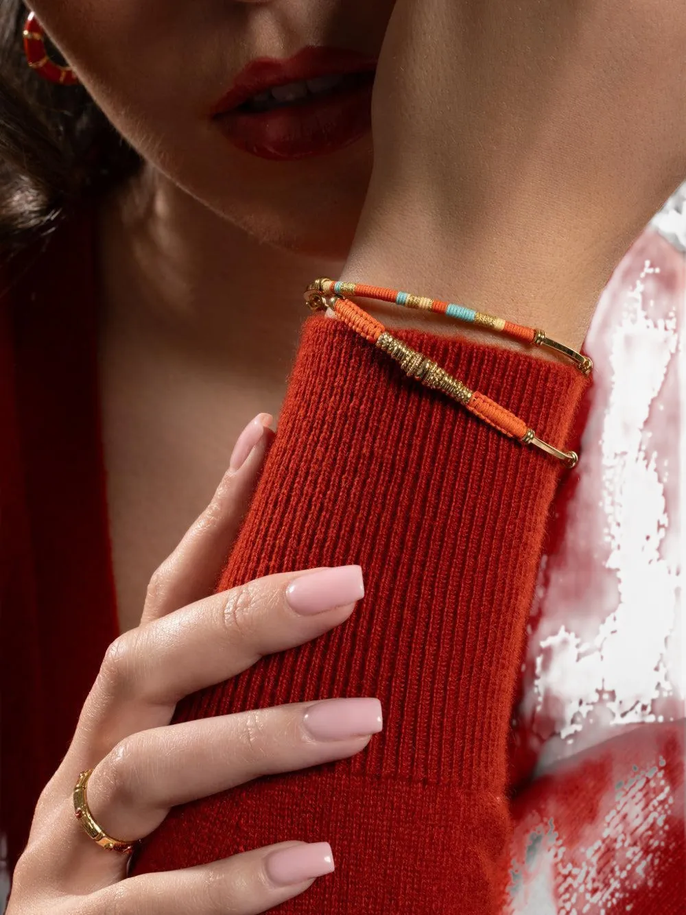 Gas Bijoux Zizanie Thread-wrapped Bracelet In 金色