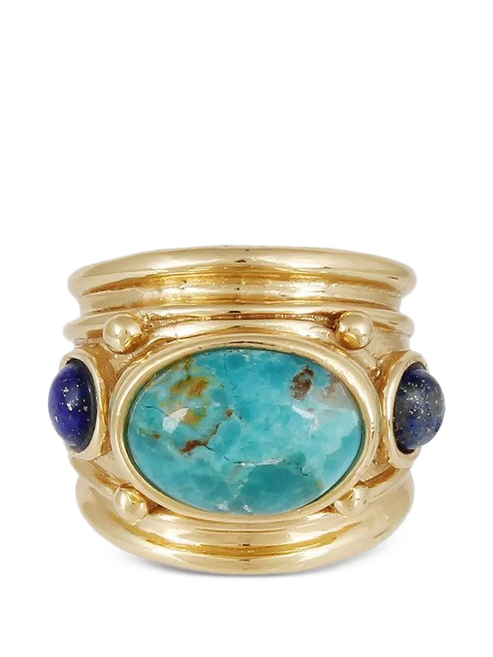 Gas Bijoux Simone amazonite malachite ring - Oro