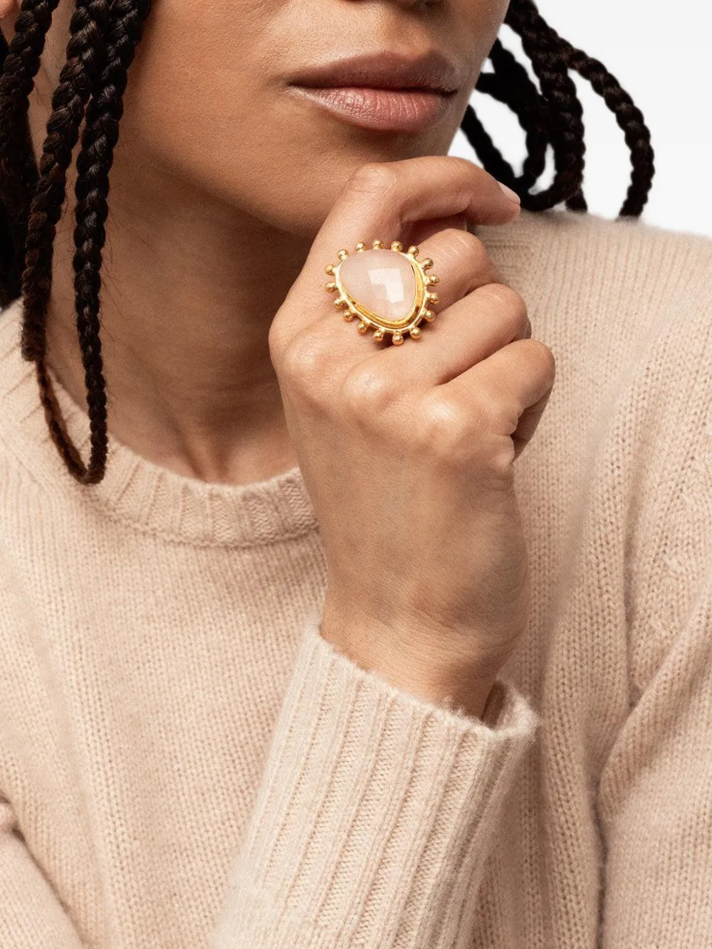 Sylvia Toledano pink quartz dot ring - Oro