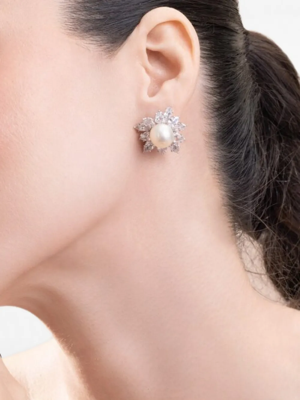 Fantasia by Deserio pearl marquise-cut earrings - Argento