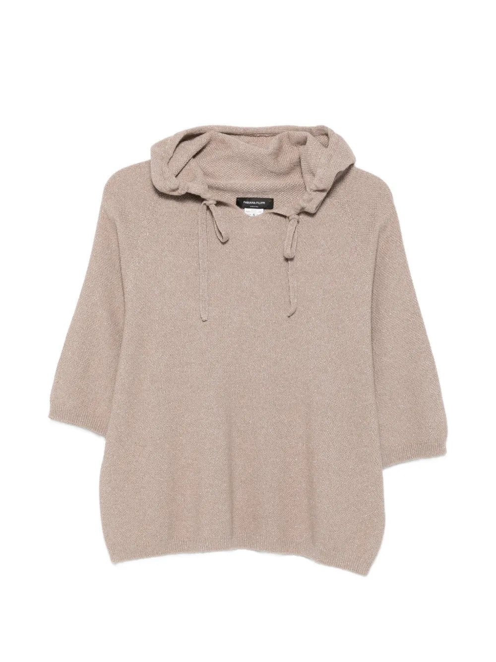 Fabiana Filippi drawstring knitted hoodie - Neutrals