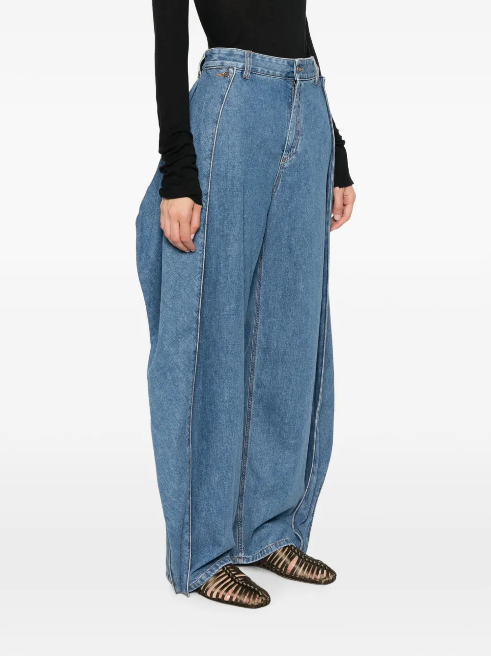 LOEWE Jeans met wijde pijpen en contrasterende afwerking Blauw