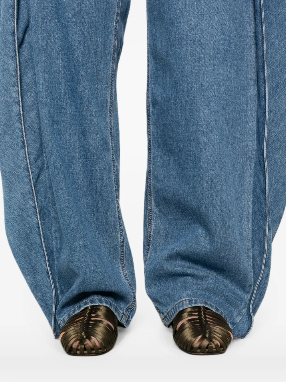 LOEWE Jeans met wijde pijpen en contrasterende afwerking Blauw