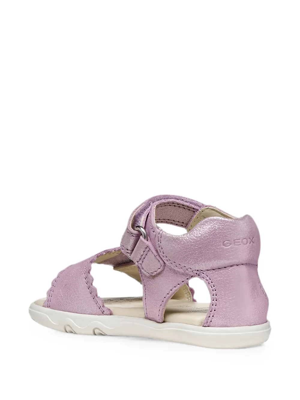 Geox Kids Steppieup scalloped-edge touch-strap sandals Paars