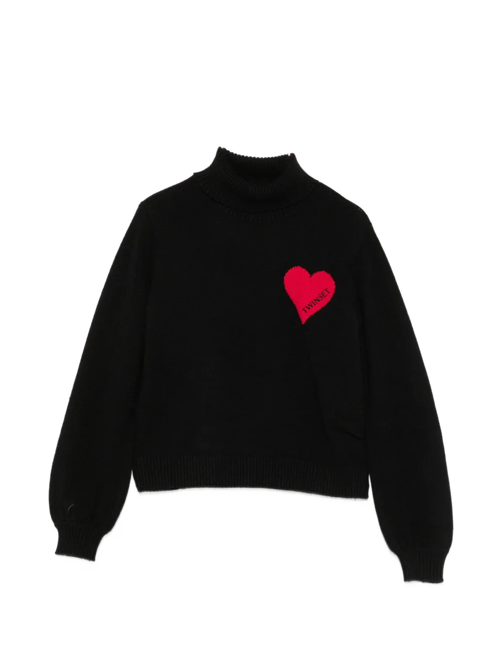 TWINSET Kids heart-motif high-neck sweater - Black