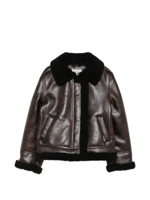 TWINSET Kids shearling-trim faux-leather jacket