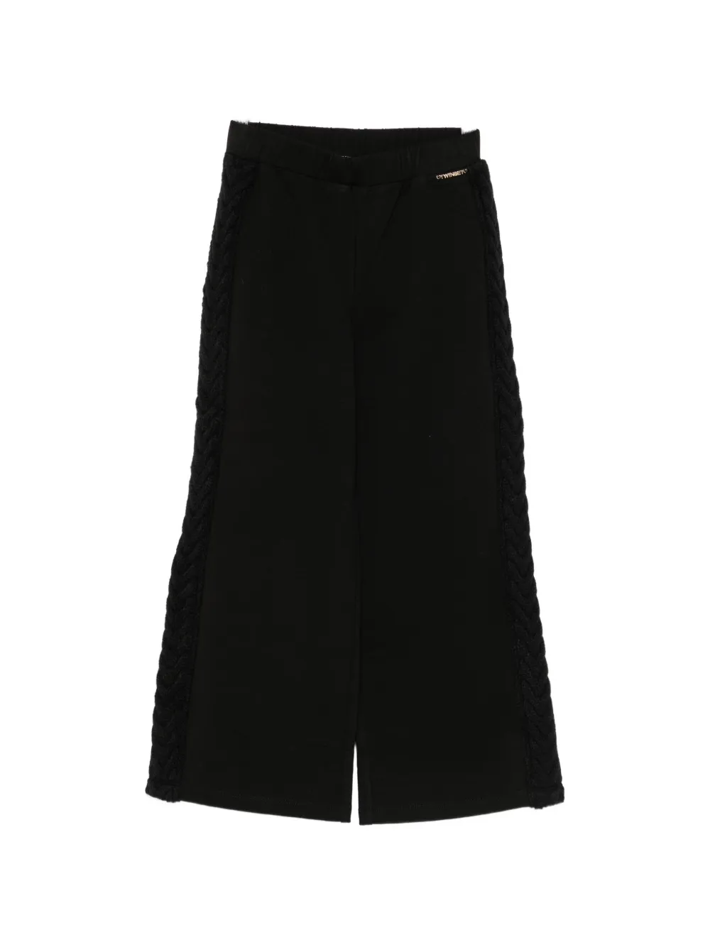 TWINSET Kids cable-knit side-stripe trousers - Nero