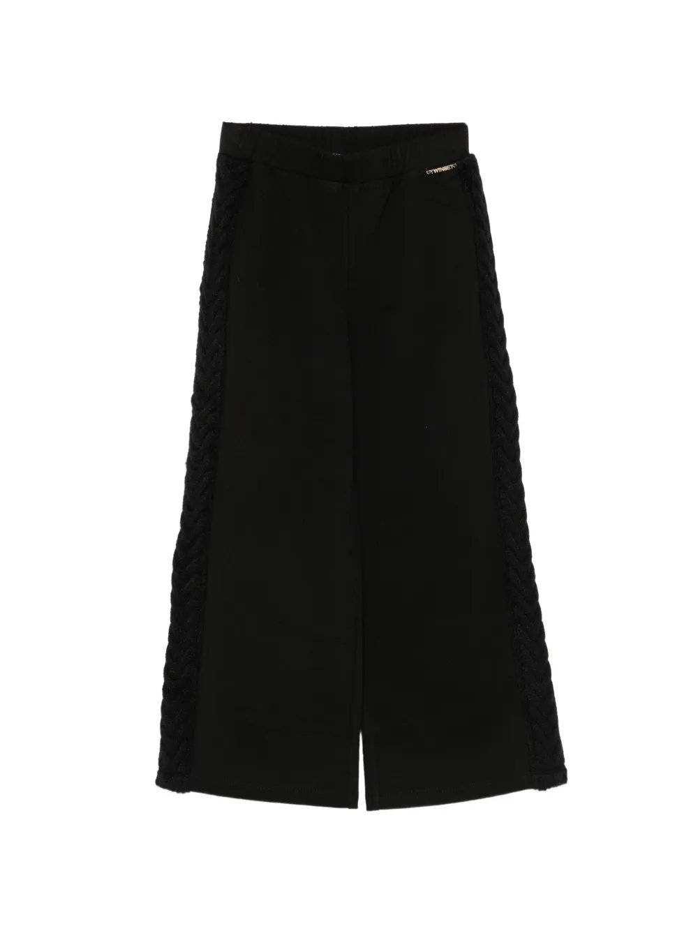 TWINSET Kids cable-knit side-stripe trousers - Nero