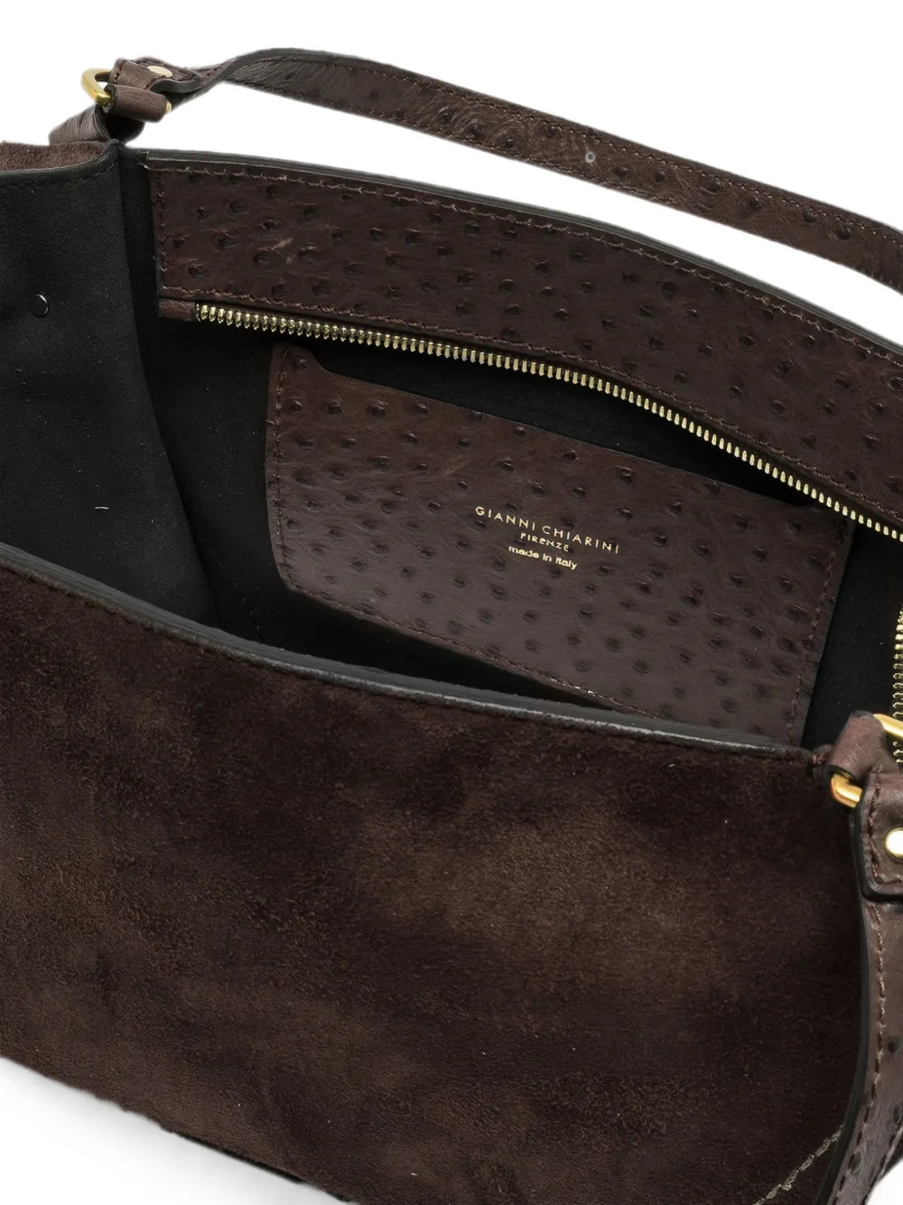 GIANNI CHIARINI Bloom suède schoudertas Bruin