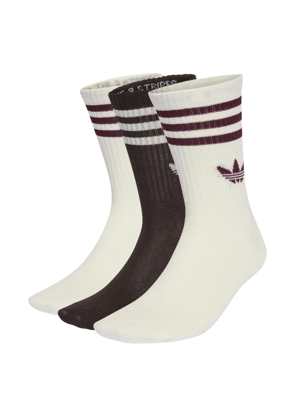 adidas Drie paar gestreepte sokken met geborduurd logo Beige