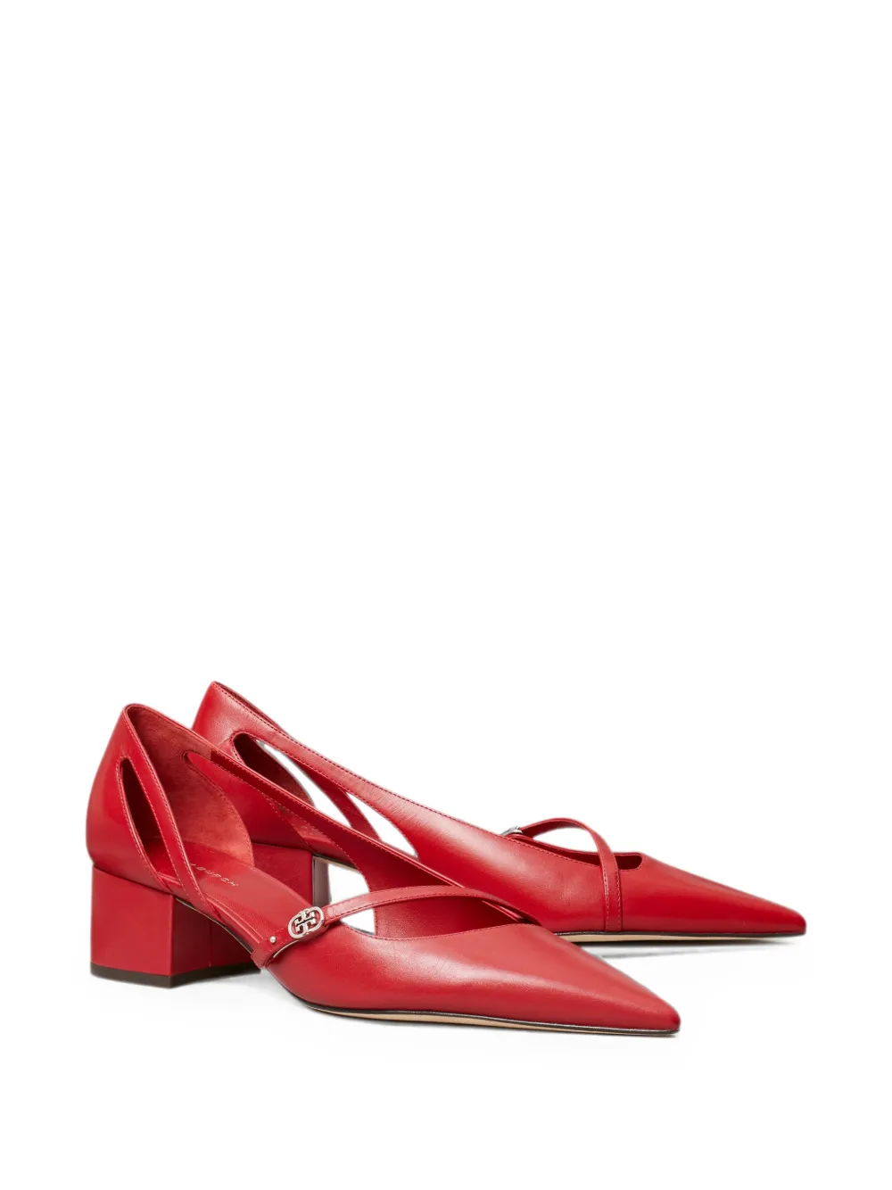 Tory Burch Double T buckle D'Orsay pumps Rood
