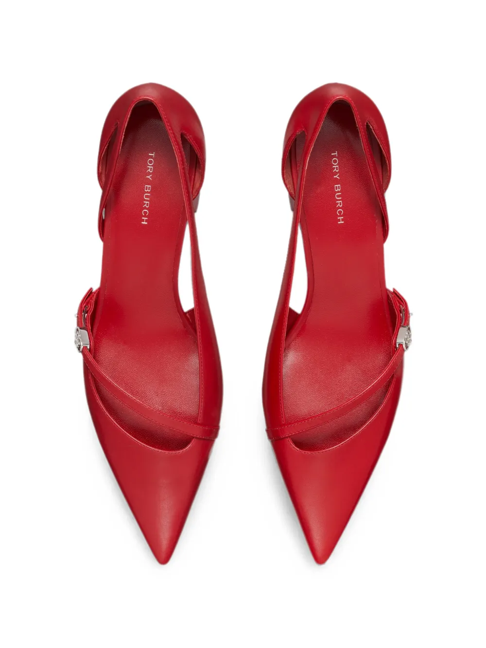 Tory Burch Double T buckle D'Orsay pumps Rood
