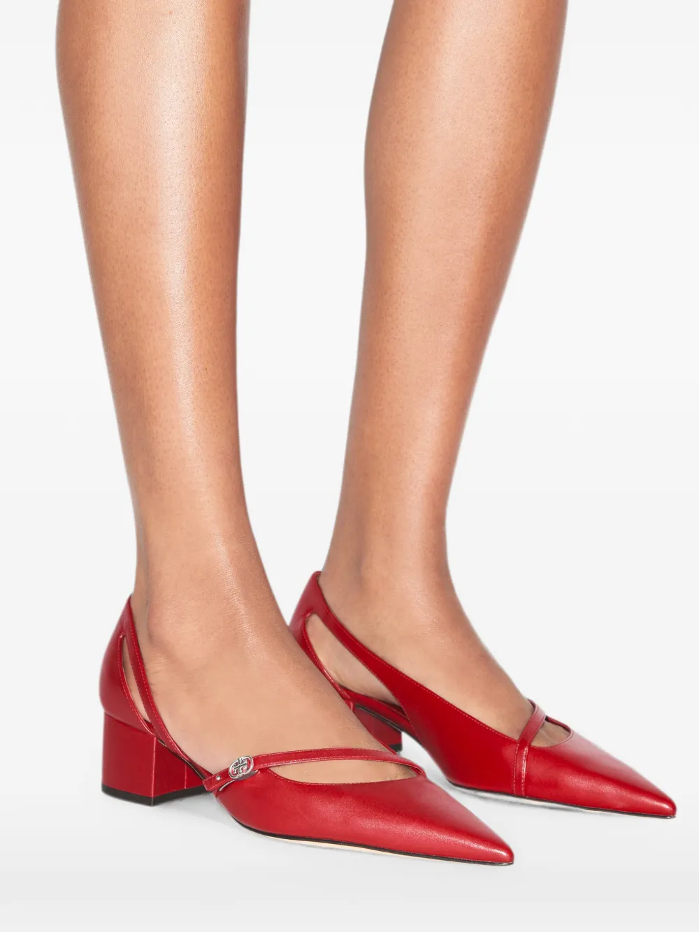 Tory Burch Double T buckle D'Orsay pumps Rood