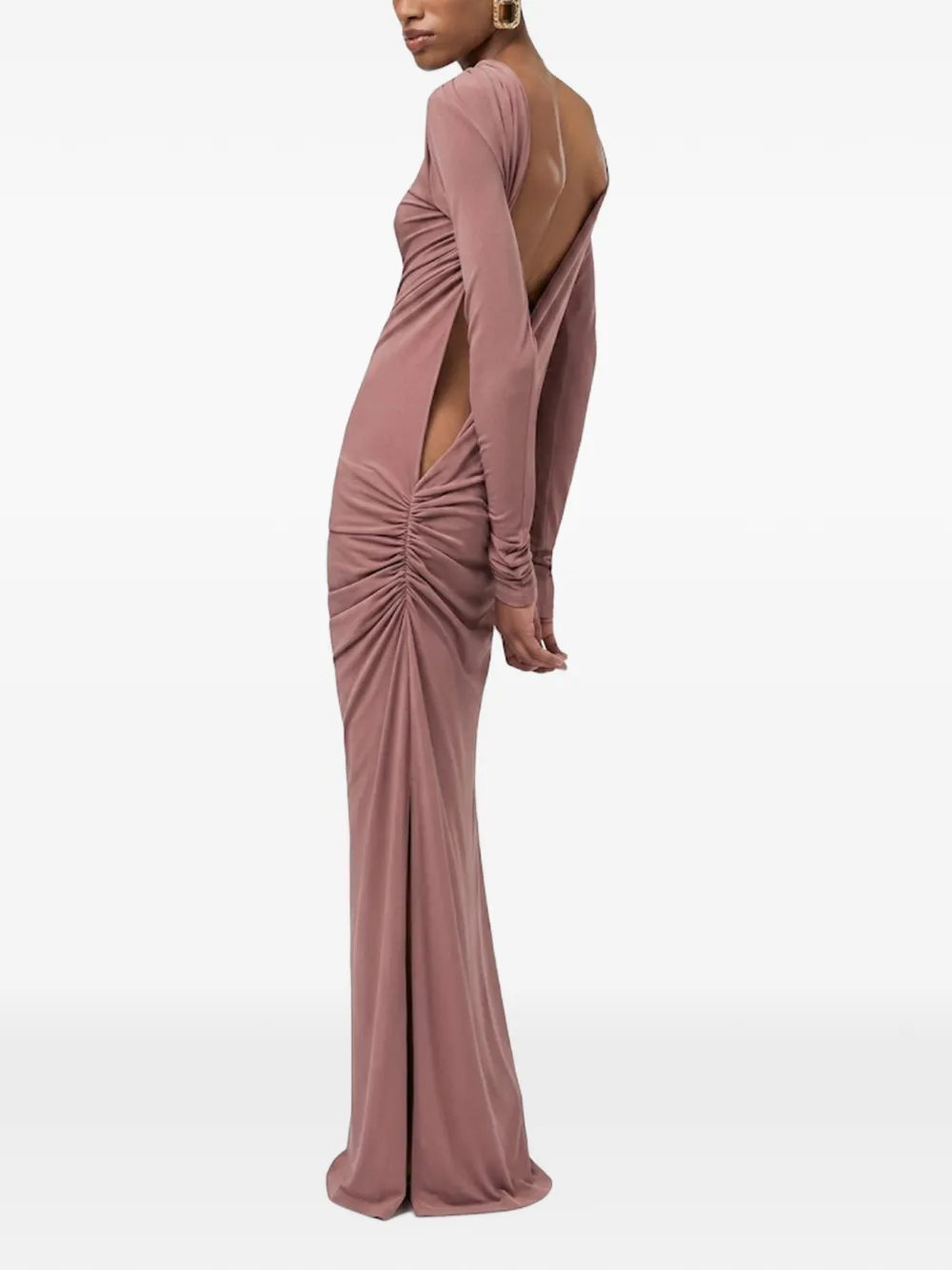 THE ANDAMANE Sophie maxi-jurk met ruches Roze