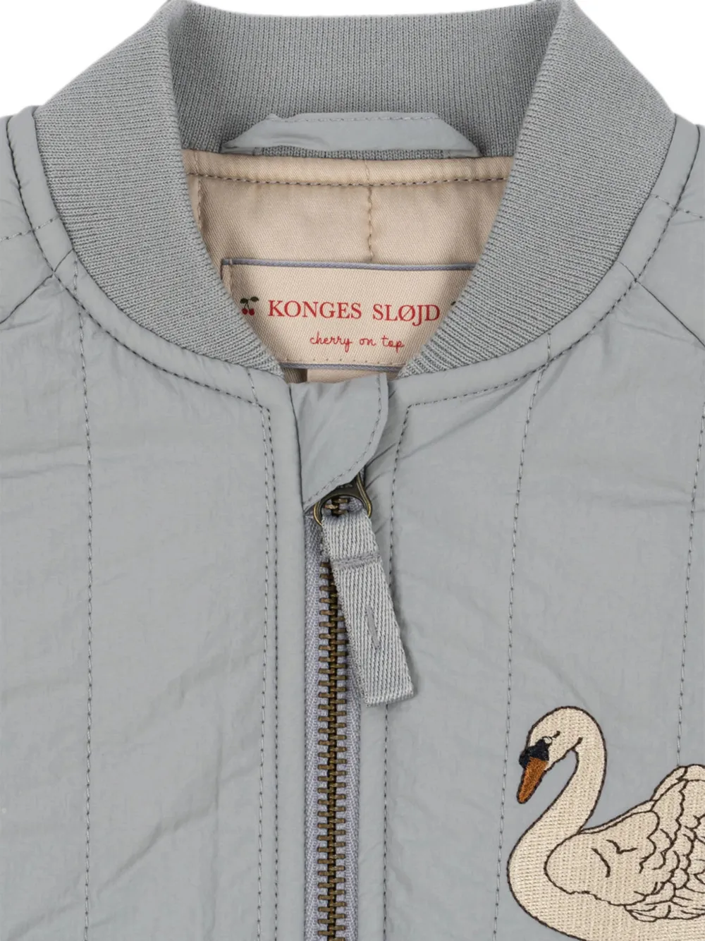 Konges Sløjd Juno swan-embroidered quilted jacket Grijs