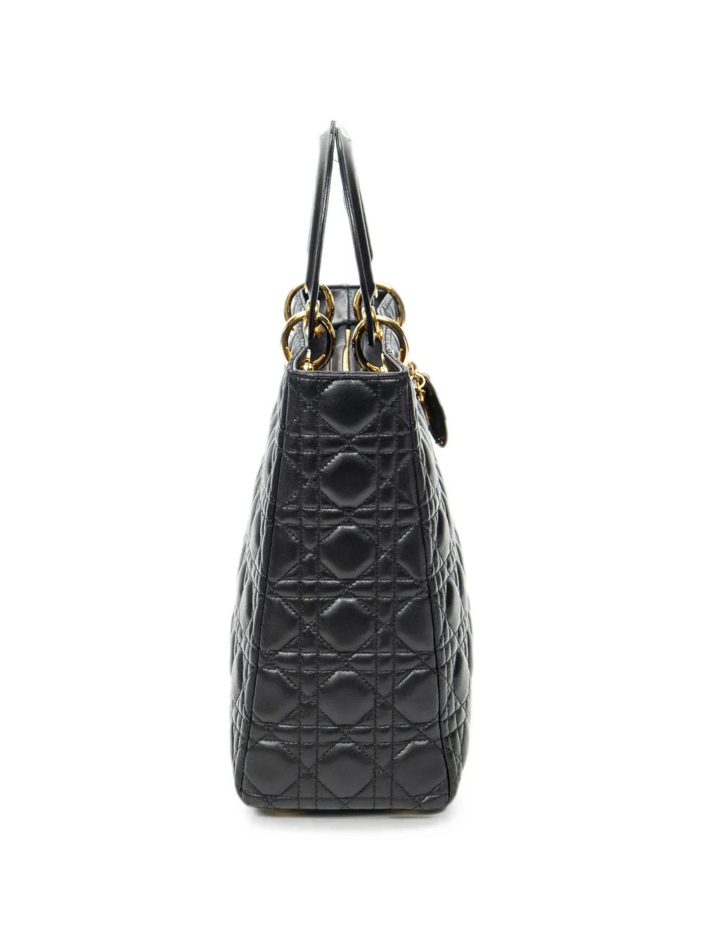 Dior Pre-owned Large Lady Dior Cannage Tote Bag in Black, view 5