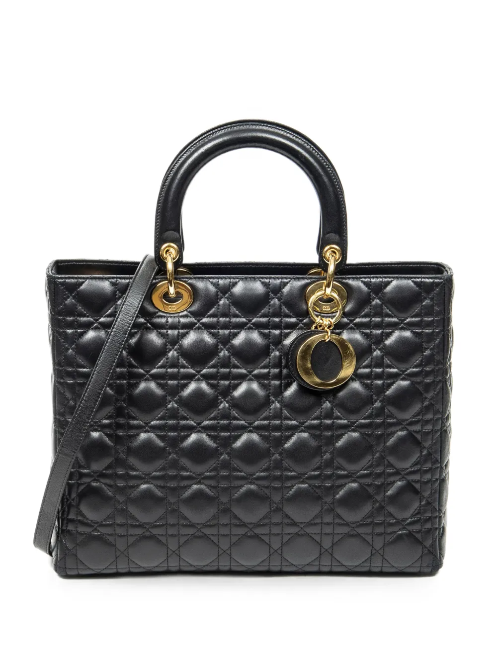 Christian Dior Pre-Owned large Lady Dior Cannage tote bag - Black