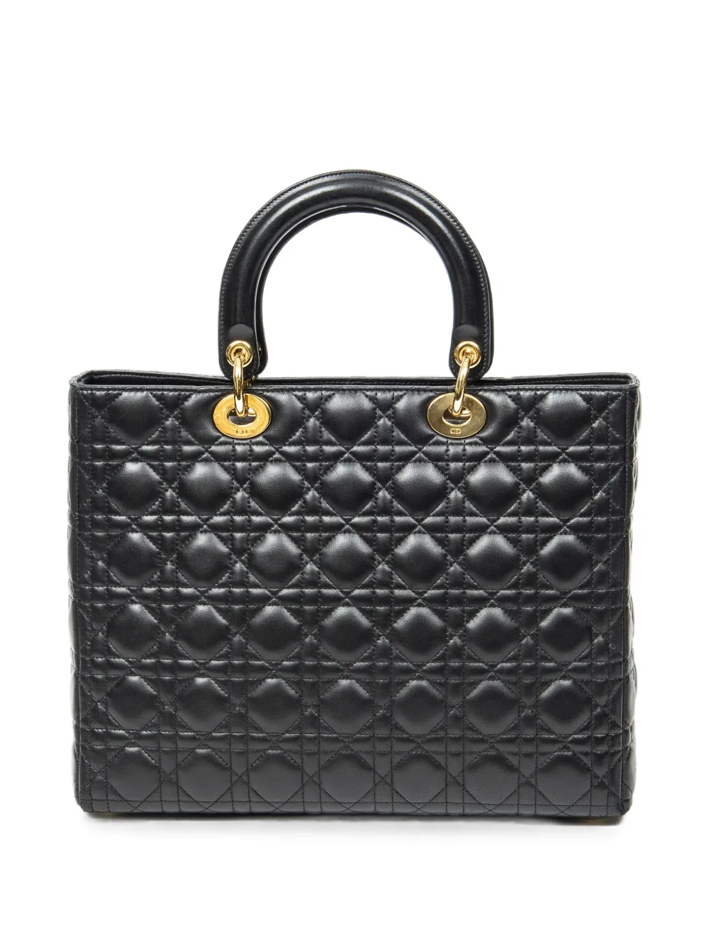 Dior Pre-owned Large Lady Dior Cannage Tote Bag in Black, view 2