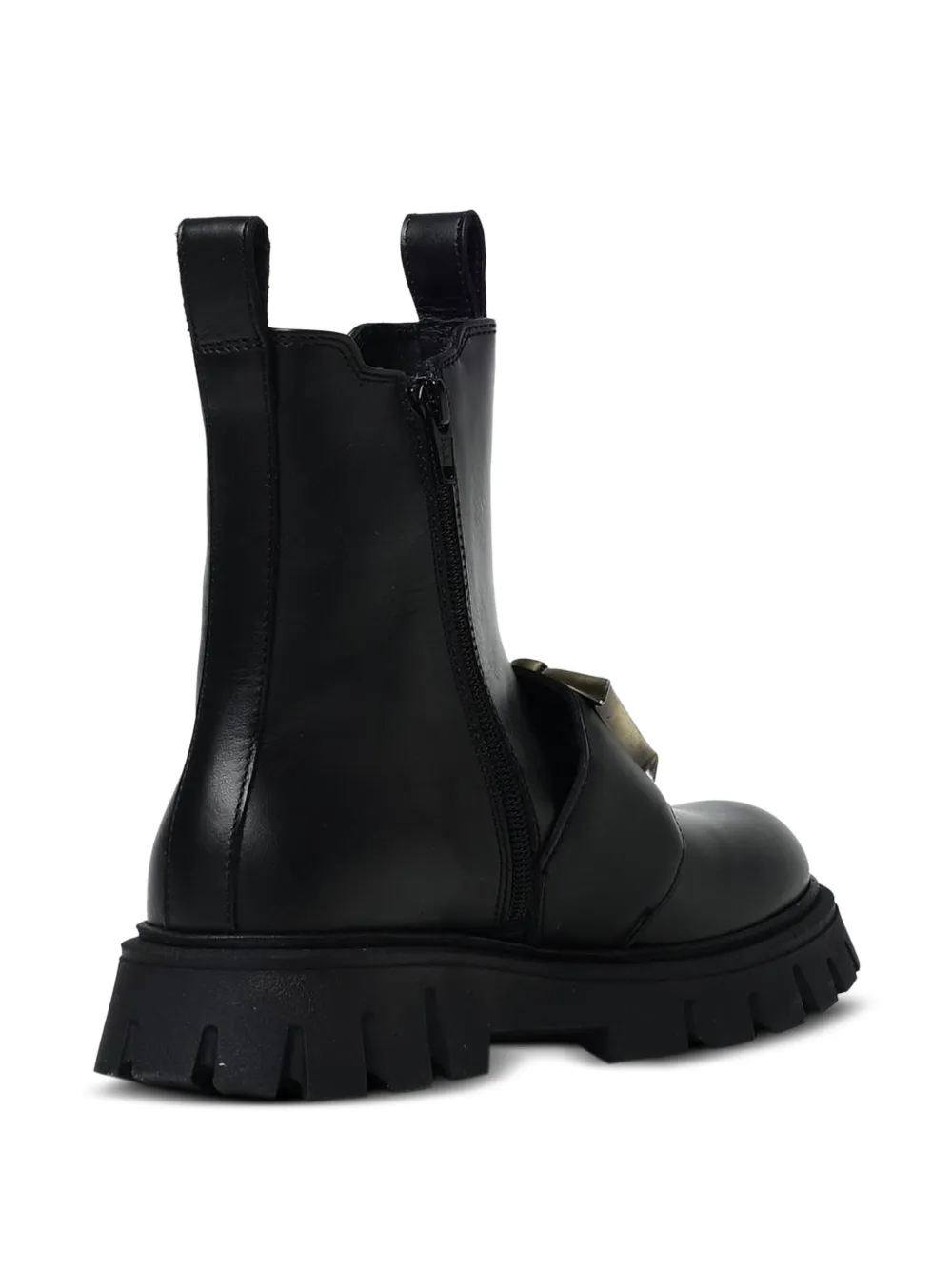 DSQUARED2 KIDS logo-buckle leather ankle boots Zwart