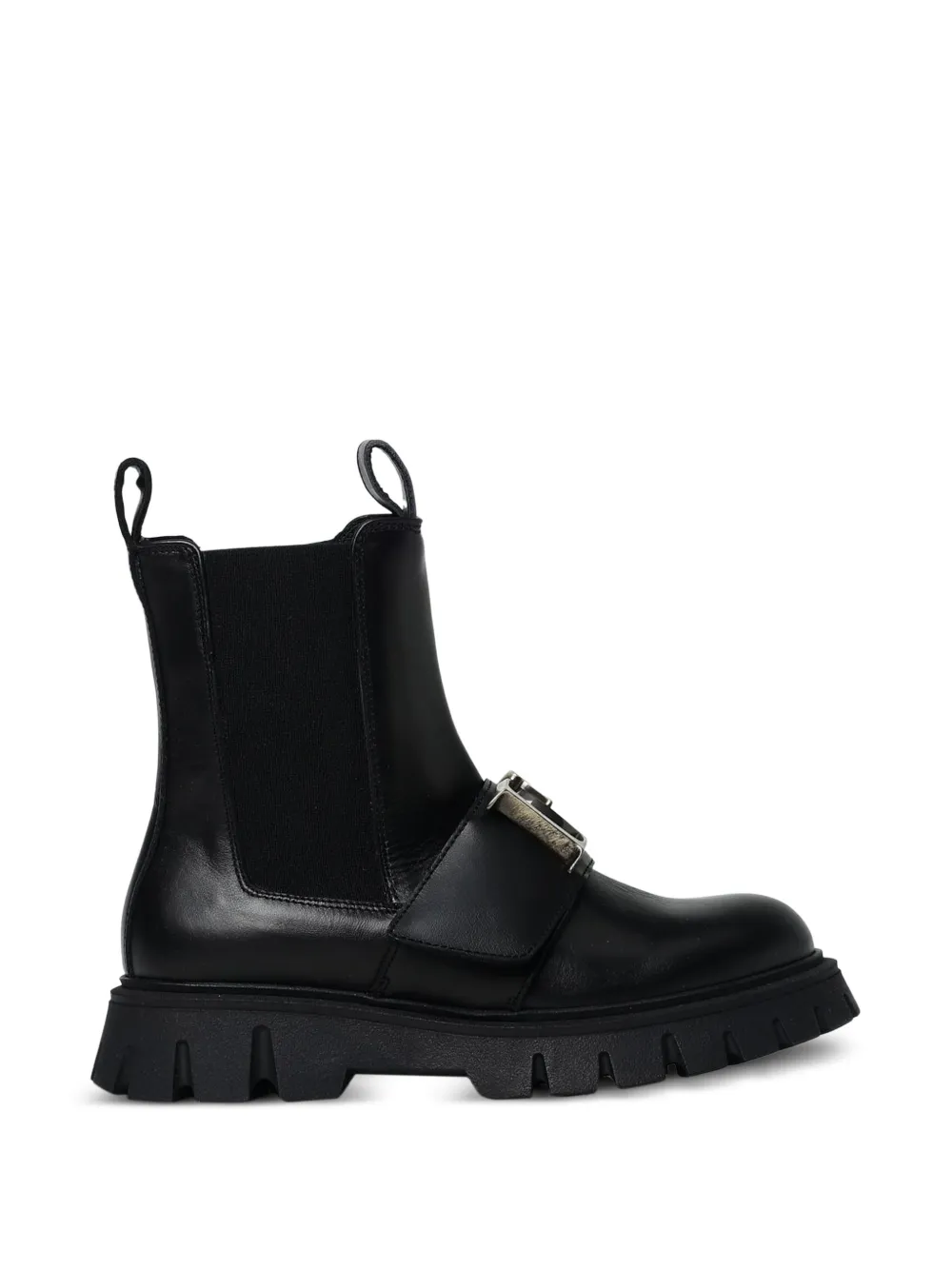 DSQUARED2 KIDS logo-buckle leather ankle boots Zwart