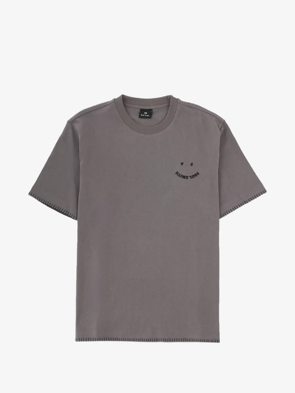 PS Paul Smith Happy blanket-stitch T-shirt | Grey | Image 1