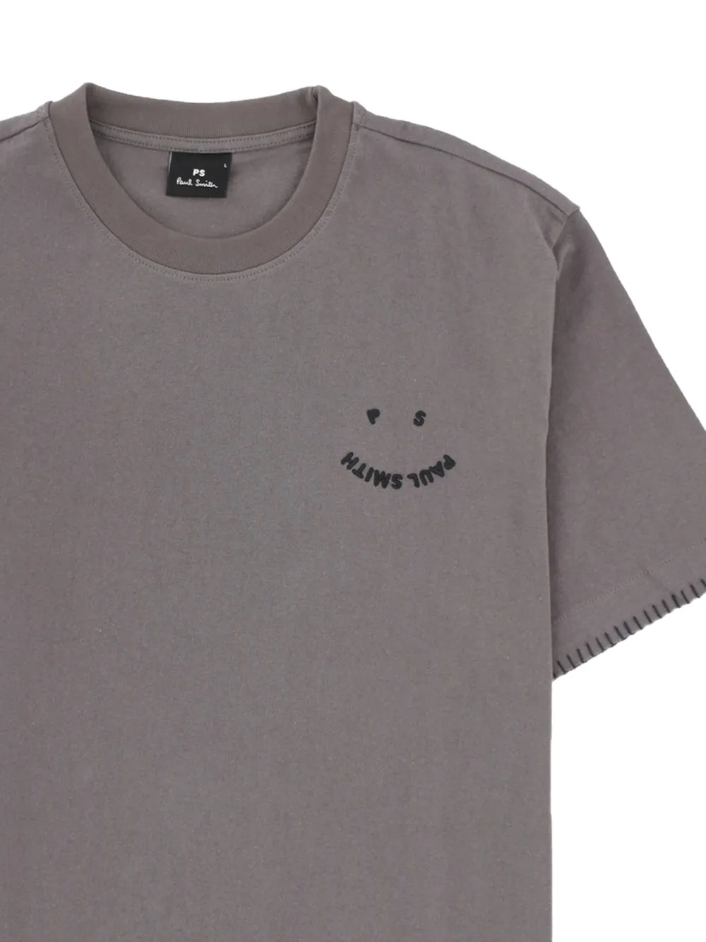 PS Paul Smith Happy T-shirt met stiksels Grijs