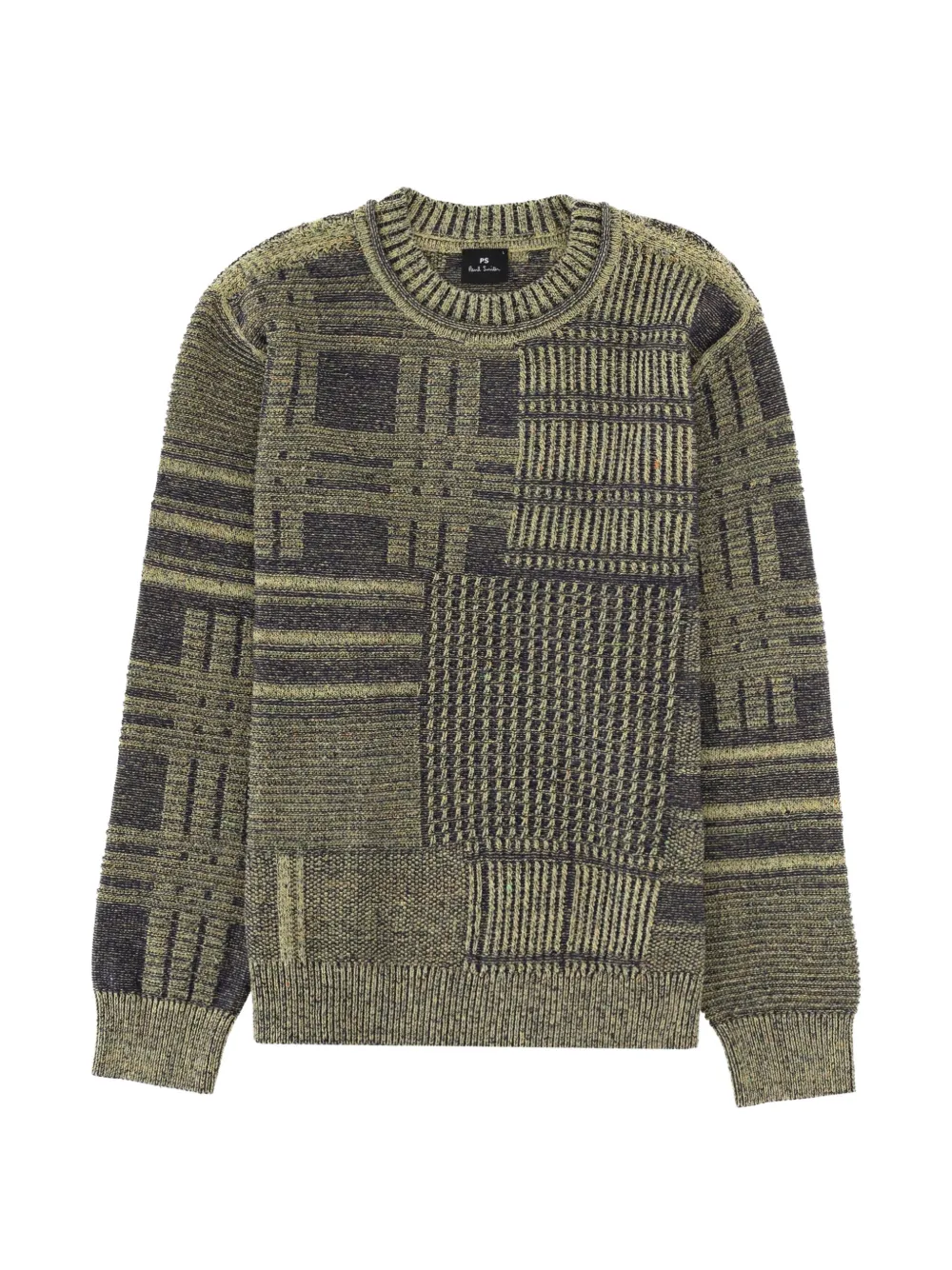 PS Paul Smith patchwork-effect textured-knit sweater | verde | Image 1