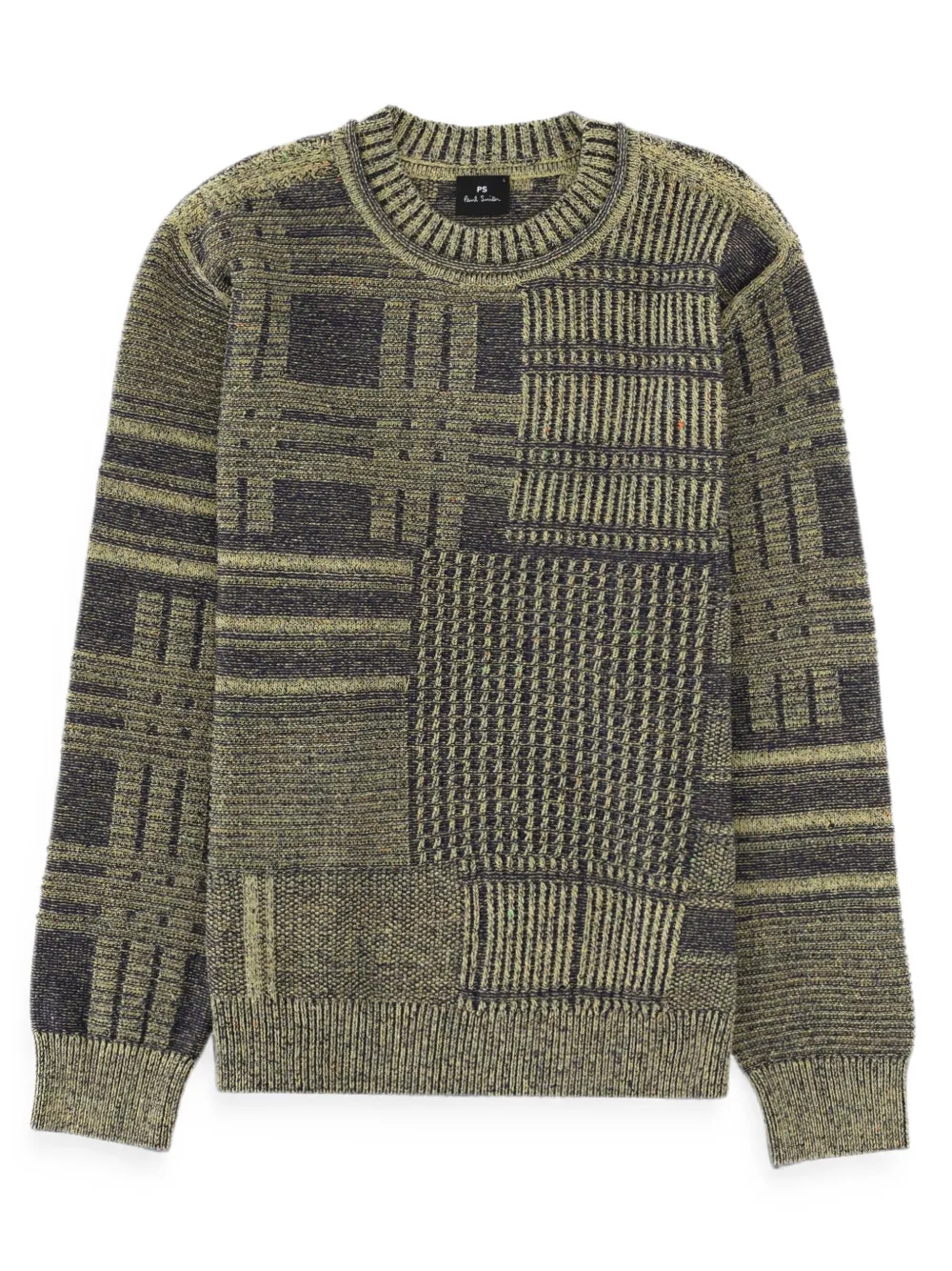 PS Paul Smith Gebreide trui met textuur en patchwork-effect Groen