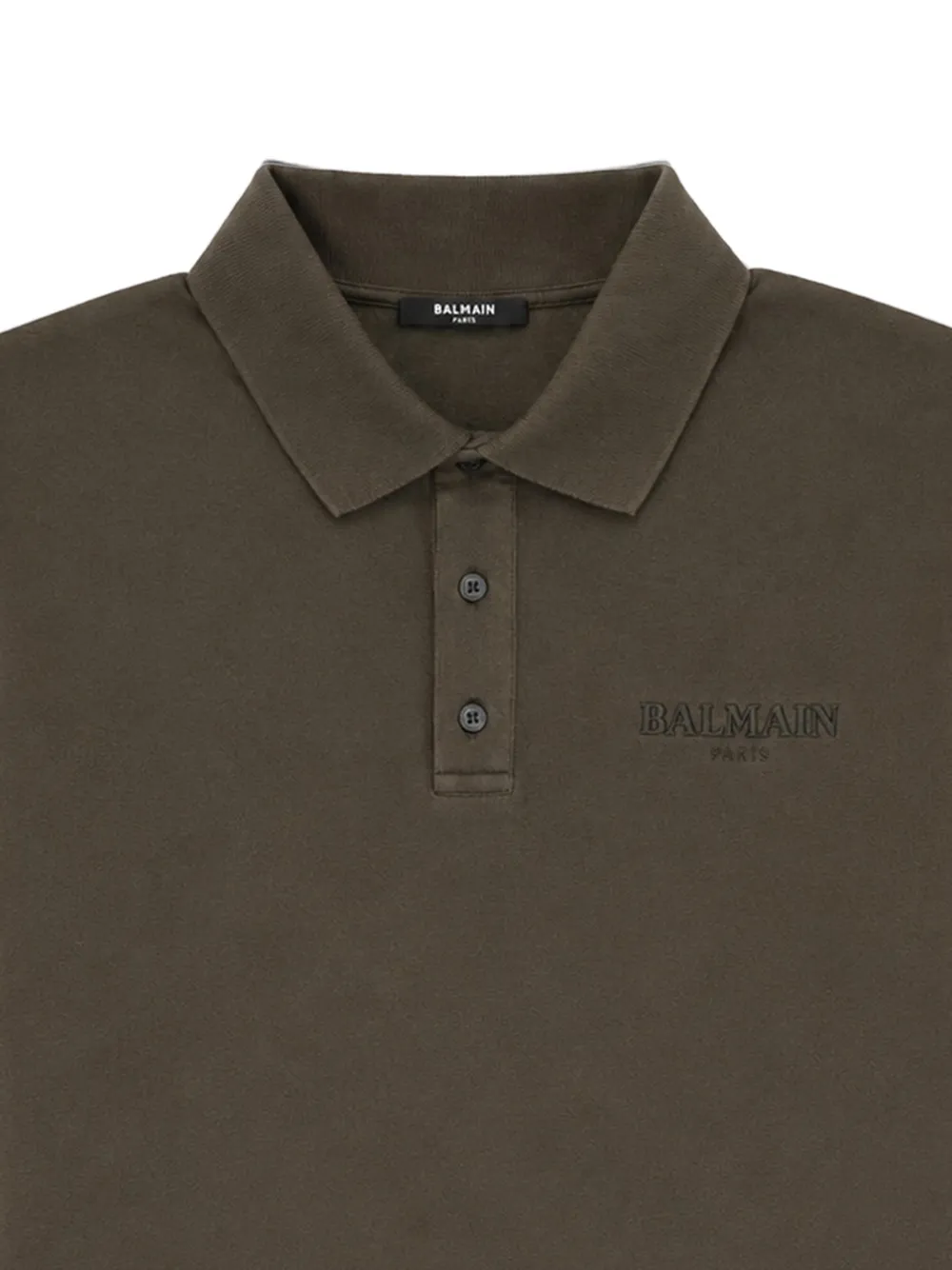 Balmain logo-embroidered short-sleeve polo shirt Groen