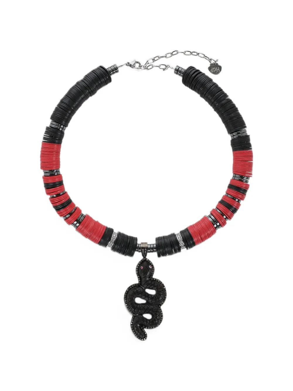 Hijas de Puka black and red beaded snake necklace - Schwarz