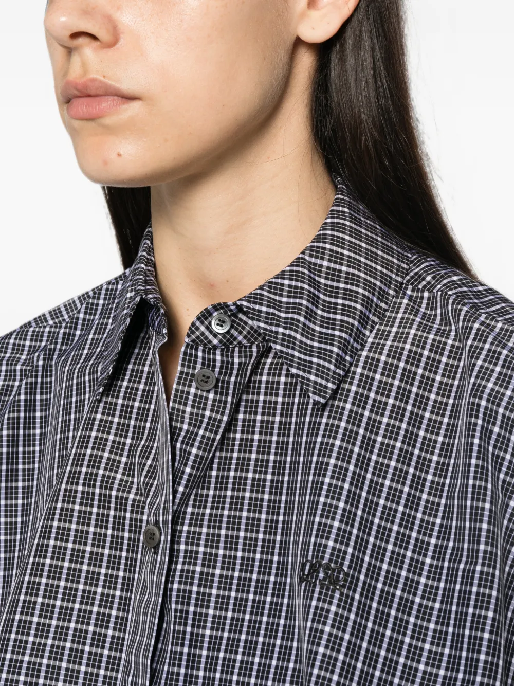 LOEWE check-pattern cropped shirt Zwart