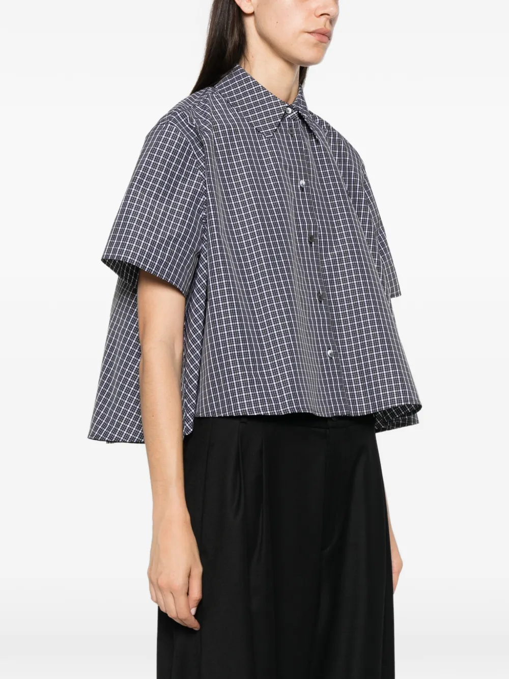 LOEWE check-pattern cropped shirt Zwart