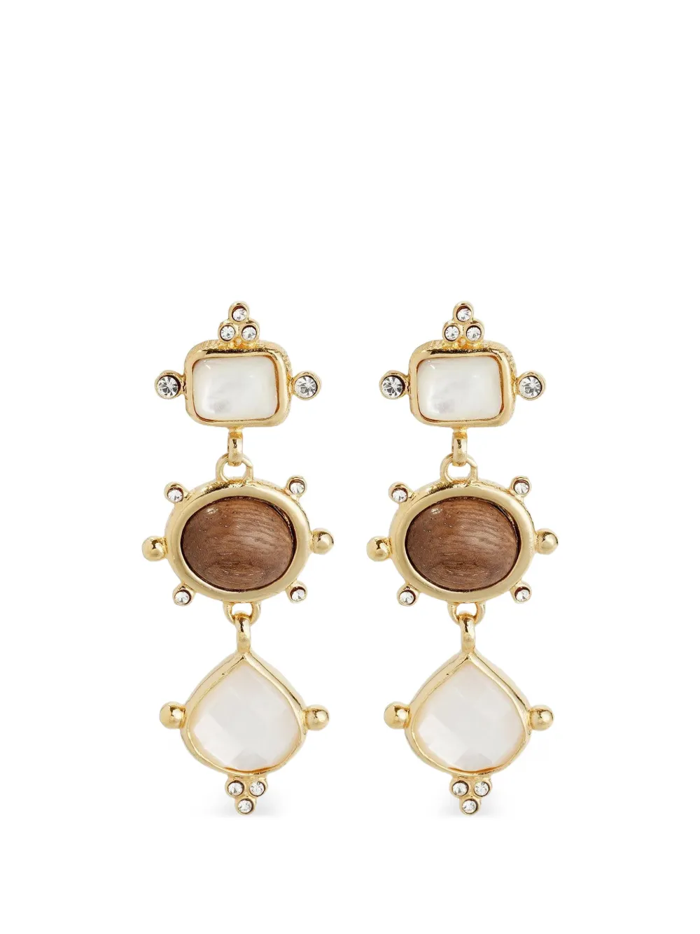 Gas Bijoux Tiki Three drop earrings - Gold