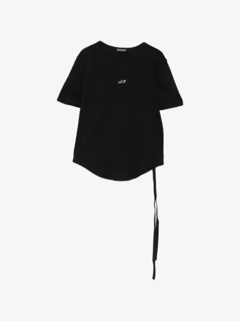 Ann Demeulemeester logo-embroidered ribbon-detail T-shirt