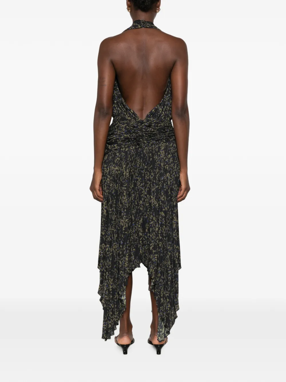 Proenza Schouler Paulina maxi-jurk met bloemen-print en plooien Zwart