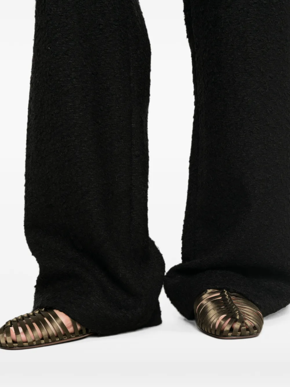 Magda Butrym Bouclé-knit Wide-leg Trousers in Green, view 5